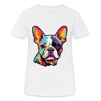 Bouledogue français coloré Frenchie Dog - T-shirt respirant Femme - blanc - Devant - AI Model Female 172 dark (172cm)