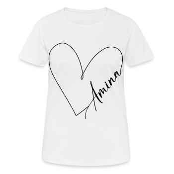 Amina Name Herzlinie - Frauen T-Shirt atmungsaktiv - Weiß - Vorne - AI Model Female 172 dark (172cm)