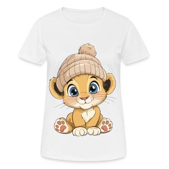 Lion mignon mignon bébé enfants animal dessin animé - T-shirt respirant Femme - blanc - Devant - AI Model Female 172 dark (172cm)