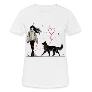Heart leash – Elegant design for dog lovers - Women's Breathable T-Shirt - white - Front - AI Model Female 172 dark (172cm)