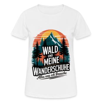 Wandern Wald Berge Wanderschuhe Spruch - Frauen T-Shirt atmungsaktiv - Weiß - Vorne - AI Model Female 172 dark (172cm)