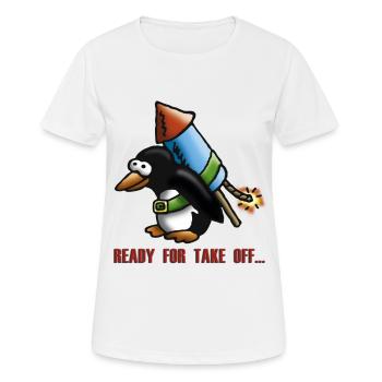 rocket_pinguin_e - Frauen T-Shirt atmungsaktiv - Weiß - Vorne - AI Model Female 172 dark (172cm)