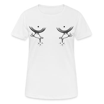 Brüste Einhörner lustiges Einhorn Titten Print - Frauen T-Shirt atmungsaktiv - Weiß - Vorne - AI Model Female 172 dark (172cm)