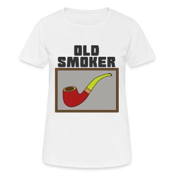 Pipe Smoking TShirt pour fumeur de pipe Vieux fumeur - T-shirt respirant Femme - blanc - Devant - AI Model Female 172 dark (172cm)