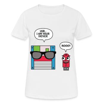 Disquette USB I am Your Father T-shirt, Geek - T-shirt respirant Femme - blanc - Devant - AI Model Female 172 dark (172cm)
