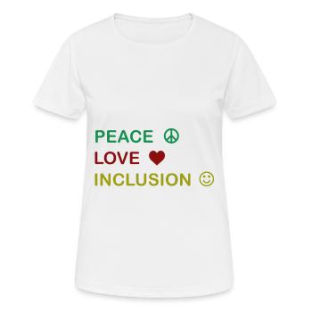 Idéal pour toutes les occasions Inclusion Tee Paix - T-shirt respirant Femme - blanc - Devant - AI Model Female 172 dark (172cm)