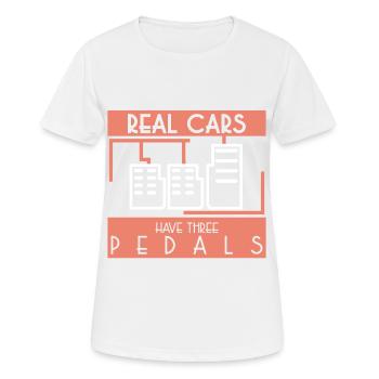 "Echte Autos haben 3 Pedale" Autoteile - Frauen T-Shirt atmungsaktiv - Weiß - Vorne - AI Model Female 172 dark (172cm)