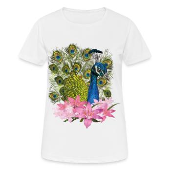 Pfau - Frauen T-Shirt atmungsaktiv - Weiß - Vorne - AI Model Female 172 dark (172cm)