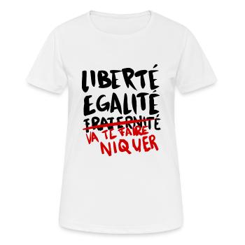 Liberté egalité fraternité - T-shirt respirant Femme - blanc - Devant - AI Model Female 172 dark (172cm)