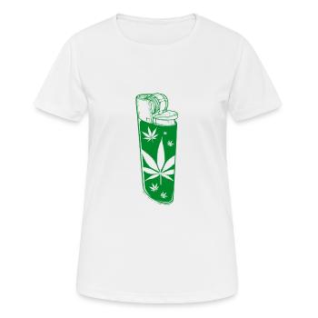 Feuerzeug Grünes Cannabis - Frauen T-Shirt atmungsaktiv - Weiß - Vorne - AI Model Female 172 dark (172cm)