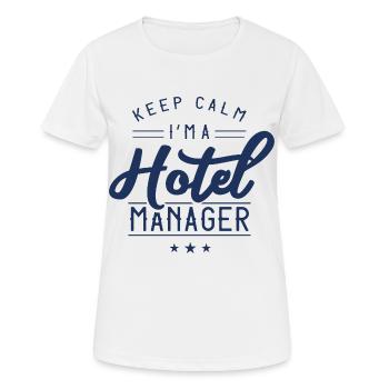 Restez calme Je suis un Hôtel Manager Hoteldirekto - T-shirt respirant Femme - blanc - Devant - AI Model Female 172 dark (172cm)