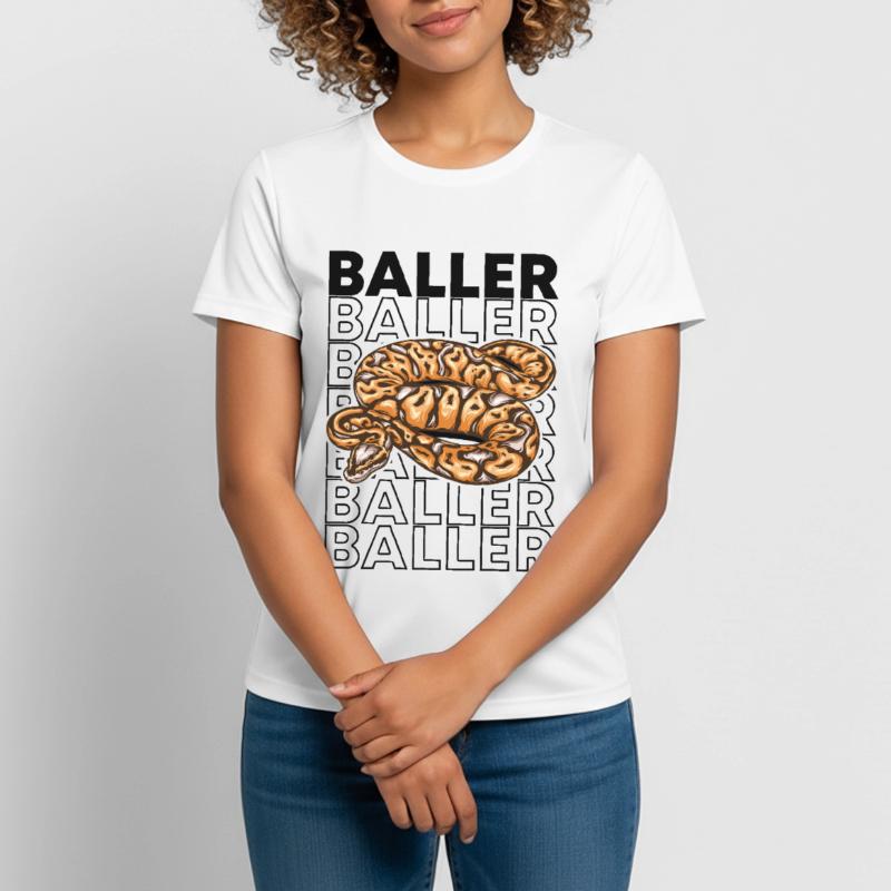 Ball Python 80's Style Baller Royal Python Snake T-shirt respirant Femme