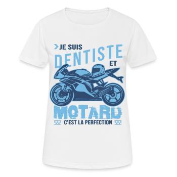 motard parfait dentiste parfait - T-shirt respirant Femme - blanc - Devant - AI Model Female 172 dark (172cm)
