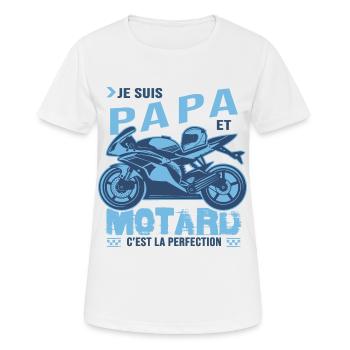 motard parfait papa parfait - T-shirt respirant Femme - blanc - Devant - AI Model Female 172 dark (172cm)