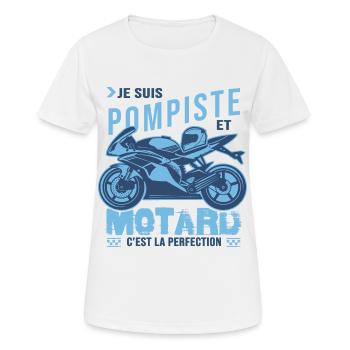 motard parfait pompiste parfait - T-shirt respirant Femme - blanc - Devant - AI Model Female 172 dark (172cm)