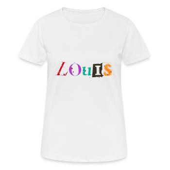 Louis, cadeau prénom sketchy - T-shirt respirant Femme - blanc - Devant - AI Model Female 172 dark (172cm)