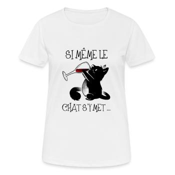 Chat qui picole .. - T-shirt respirant Femme - blanc - Devant - AI Model Female 172 dark (172cm)