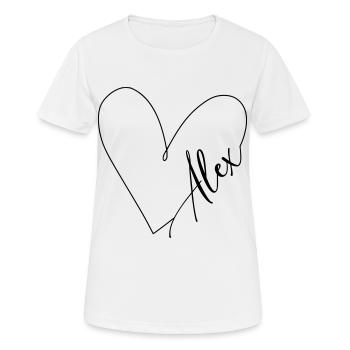 Alex Name Herzlinie - Frauen T-Shirt atmungsaktiv - Weiß - Vorne - AI Model Female 172 dark (172cm)