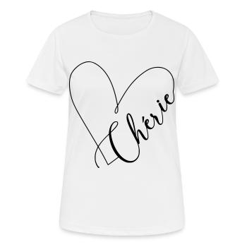 Cherie Nom Ligne de cœur - T-shirt respirant Femme - blanc - Devant - AI Model Female 172 dark (172cm)