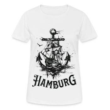 Hambourg Ancre Navire Voilier Marin Matelot - T-shirt respirant Femme - blanc - Devant - AI Model Female 172 dark (172cm)