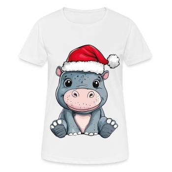 Hippopotamus Christmas Cute Cute Christmassy - Women's Breathable T-Shirt - white - Front - AI Model Female 172 dark (172cm)