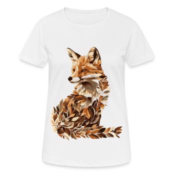 Fuchs aus Laub Blätter Herbst - Frauen T-Shirt atmungsaktiv - Weiß - Vorne - AI Model Female 172 dark (172cm)