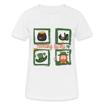 Être heureux - se sentir chanceux St. Patricks jour - T-shirt respirant Femme - blanc - Devant - AI Model Female 172 dark (172cm)