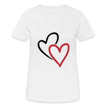Two intertwined hearts in red - Women's Breathable T-Shirt - white - Front - AI Model Female 172 dark (172cm)