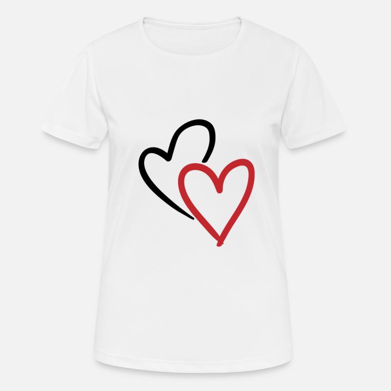 Two intertwined hearts in red - Women's Breathable T-Shirt - white