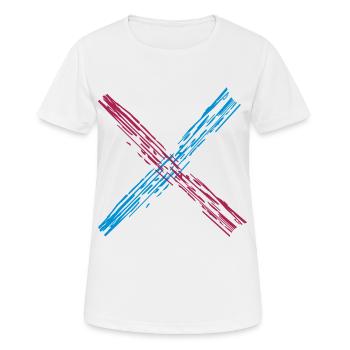 kreuz x form dreckig farbe bunt kratzer schraffur - Frauen T-Shirt atmungsaktiv - Weiß - Vorne - AI Model Female 172 dark (172cm)