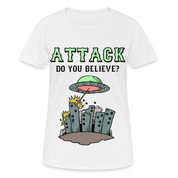 Attack Do you believe? - Frauen T-Shirt atmungsaktiv - Weiß - Vorne - AI Model Female 172 dark (172cm)