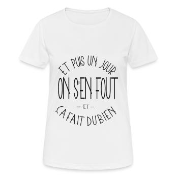 Es ist mir egal und es ist uns egal - Frauen T-Shirt atmungsaktiv - Weiß - Vorne - AI Model Female 172 dark (172cm)