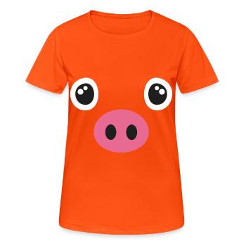 Schwein Kostüm - Frauen T-Shirt atmungsaktiv - Neonorange - Vorne - AI Model Female 172 dark (172cm)