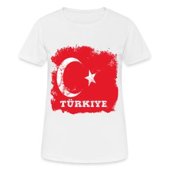 Drapeau turc - T-shirt respirant Femme - blanc - Devant - AI Model Female 172 dark (172cm)