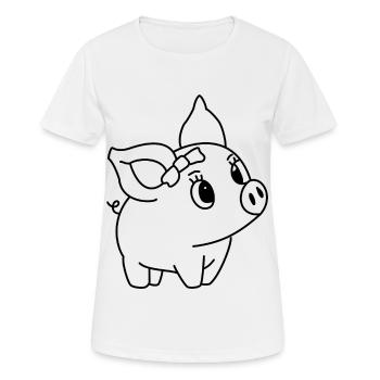 Schwein Ferkel Niedlich - Frauen T-Shirt atmungsaktiv - Weiß - Vorne - AI Model Female 172 dark (172cm)