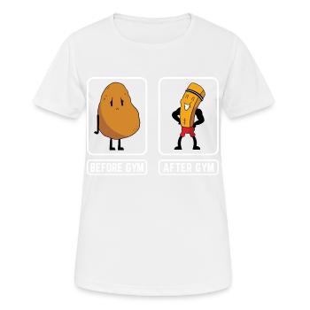 Before Gym After Gym, Gym, Fitness - T-shirt respirant Femme - blanc - Devant - AI Model Female 172 dark (172cm)