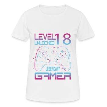 18 Geburtstag Level 18 Complete Retro Jungen Gamer - Frauen T-Shirt atmungsaktiv - Weiß - Vorne - AI Model Female 172 dark (172cm)