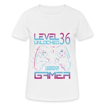 36th Birthday Level 36 Complete Retro Gamer - Women's Breathable T-Shirt - white - Front - AI Model Female 172 dark (172cm)