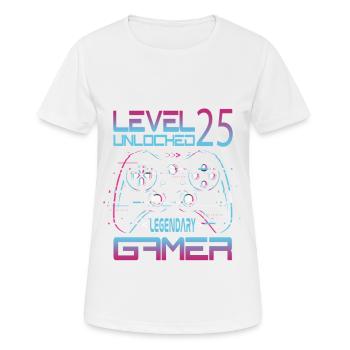 25th Birthday Level 25 Complete Retro Gamer - Women's Breathable T-Shirt - white - Front - AI Model Female 172 dark (172cm)