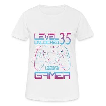 35th Birthday Level 35 Complete Retro Gamer - Women's Breathable T-Shirt - white - Front - AI Model Female 172 dark (172cm)