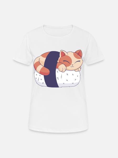 HQshirts Sushi Cat Cute - Women's Breathable T-Shirt - white