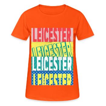 Leicester England UK City Font Skyline Home - Women's Breathable T-Shirt - neon orange - Front - AI Model Female 172 dark (172cm)
