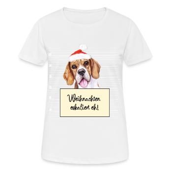 Es eskaliert eh lustige Weihnachten Beagle - Frauen T-Shirt atmungsaktiv - Weiß - Vorne - AI Model Female 172 dark (172cm)