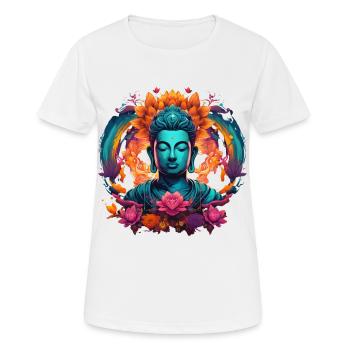 Young Buddha Gautama Siddhartha blue enlightenment - Women's Breathable T-Shirt - white - Front - AI Model Female 172 dark (172cm)