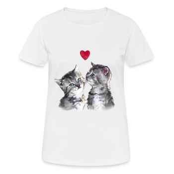 VERLIEBTE 💘 KÄTZCHEN - Frauen T-Shirt atmungsaktiv - Weiß - Vorne - AI Model Female 172 dark (172cm)