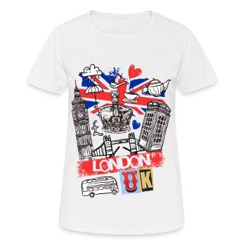 London England UK Stadt Skyline Cartoon Gezeichnet - Frauen T-Shirt atmungsaktiv - Weiß - Vorne - AI Model Female 172 dark (172cm)
