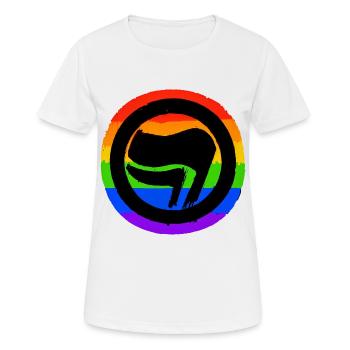 Antifaschistisch Regenbogen - Frauen T-Shirt atmungsaktiv - Weiß - Vorne - AI Model Female 172 dark (172cm)