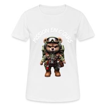 Mission en C'OURS - T-shirt respirant Femme - blanc - Devant - AI Model Female 172 dark (172cm)