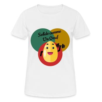 Fest wie ein Ei - Frauen T-Shirt atmungsaktiv - Weiß - Vorne - AI Model Female 172 dark (172cm)