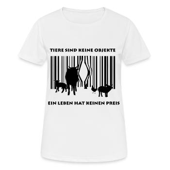 Tiere sind keine Objekte - Frauen T-Shirt atmungsaktiv - Weiß - Vorne - AI Model Female 172 dark (172cm)